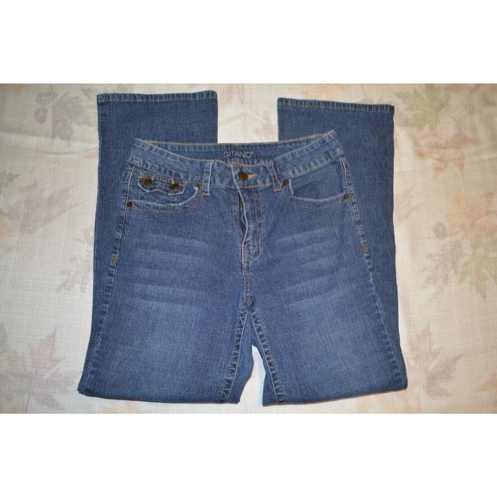 Gitano Women's Size 12 Boot Cut Mid Rise Stretch Embroidered Jeans (i)